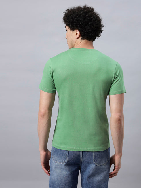 Men's 100% Cotton Round Neck Solid T-shirt Steel Blue